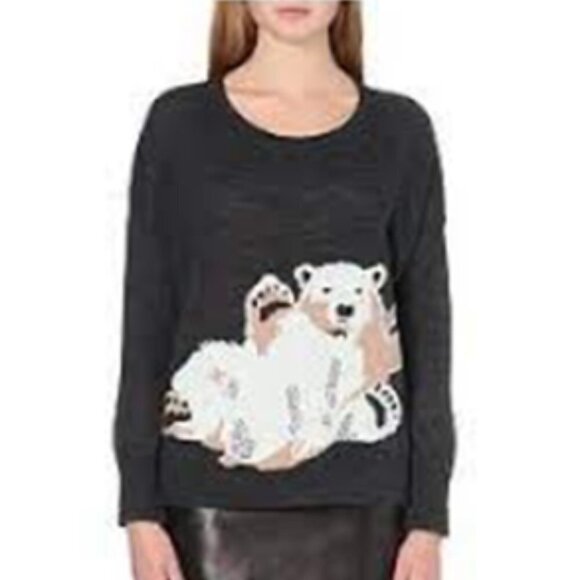 French Connection Polar Bear Fun Sweater Gray Size XS - Picture 1 of 7